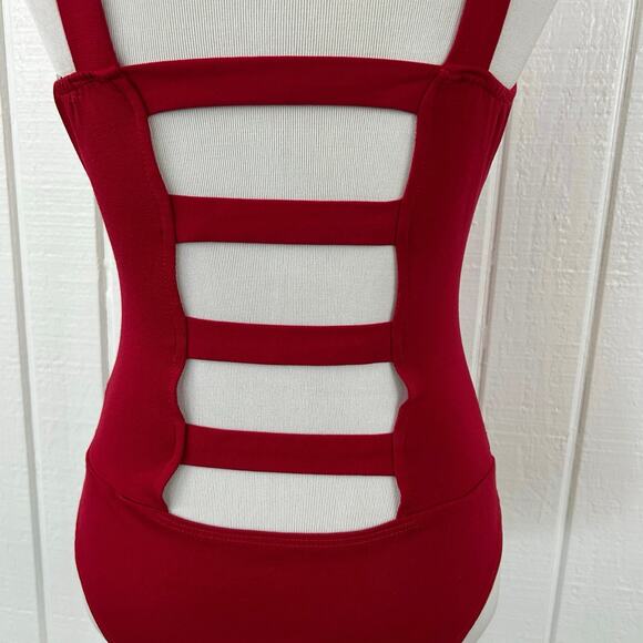 Charlotte Russe Women 90-Y2k Sleeveless Caged Bodysuit Red Cyber Club Rave Small - Picture 7 of 7